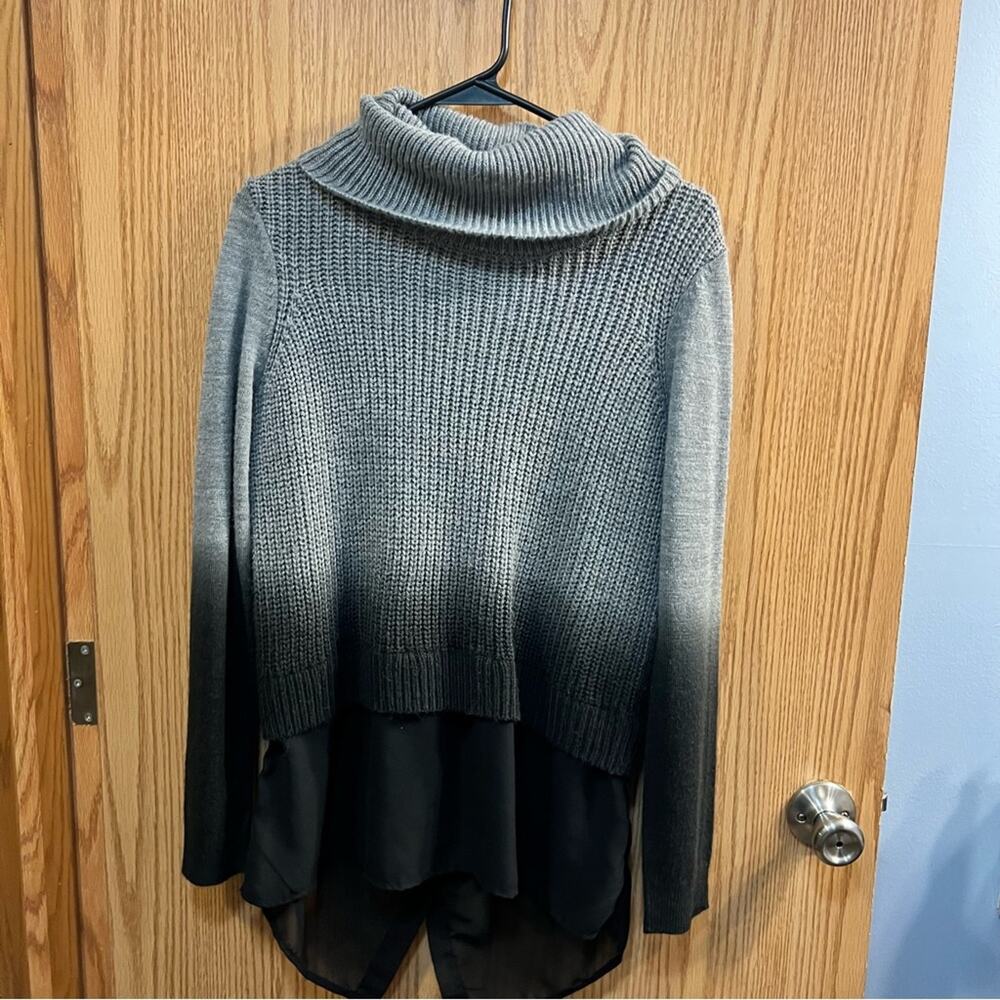 Rock & Republic Gray & Black Ombré Cowl Neck Sweater Women's Size Medium